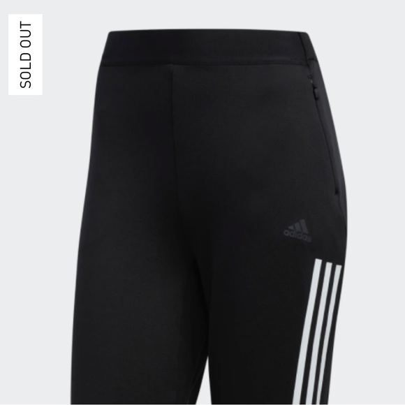 ADIDAS Light Fabric Climawarm Long Black White Stripe Pants M - Picture 3 of 9